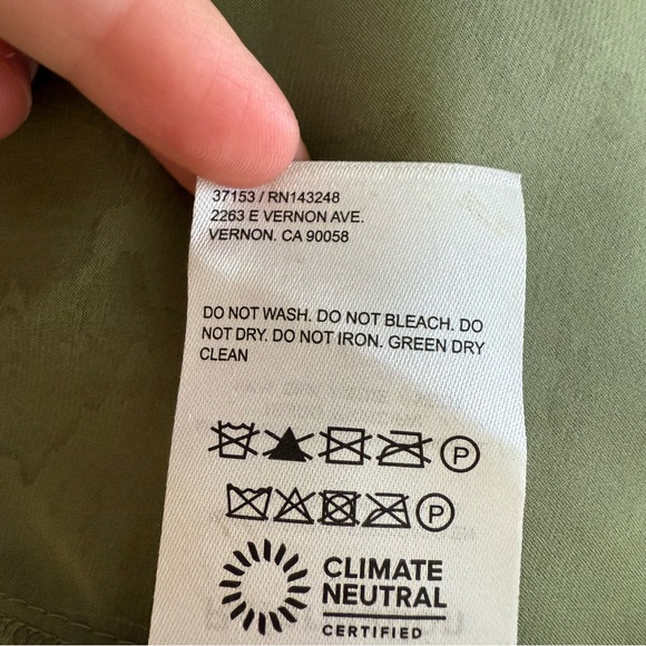 Reformation Barrow Silk Dress Artichoke Sage Green - Picture 16 of 16